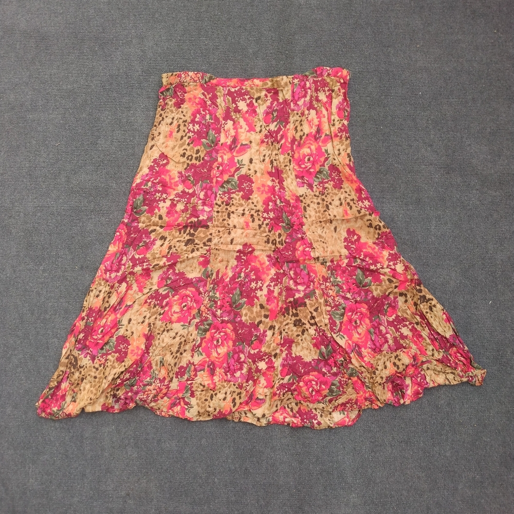 Leopard and Floral Boho Skirt
